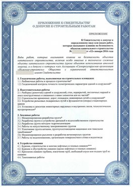 Приложение к свидетельству о допуске к строительным работам Чистополь СРО в строительстве